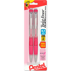 Pentel PD277TBP2C-BC Pentel® Twist-Erase CLICK Mechanical Pencil, 0.7 mm, HB (#2.5), Black Lead, Pink Barrel, 2/Pack image.