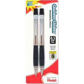 Pentel PD345BP2K6 Pentel® Quicker Clicker Mechanical Pencil, 0.5 mm, HB (#2.5), Black Lead, Smoke Barrel, 2/Pack image.