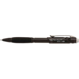 Pentel QE205A Pentel® Twist-Erase GT Pencils, 0.5 mm, HB (#2.5), Black Lead, Black Barrel, Dozen image.
