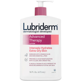 United Stationers Supply 48322 Lubriderm® Advanced Therapy Moisturizing Hand/Body Lotion, 16oz Pump Bottle, 12/Case image.