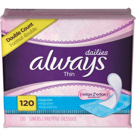 United Stationers Supply 10796 Always® Thin Daily Panty Liners, Regular, 120 Liners/Pack, 6 Packs/Case - 10796 image.