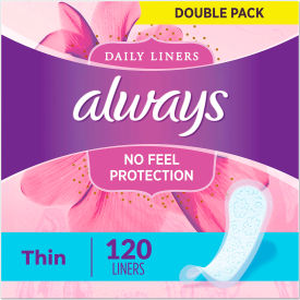 United Stationers Supply 10796PK Always® Thin Daily Panty Liners, Regular, 120/Pack image.