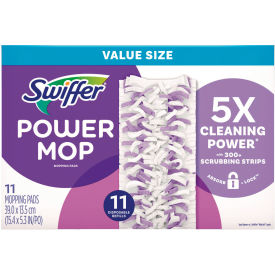 PowerMop Mopping Pads, 11-7/16" x 5-5/16", White/Purple, 11/Box, 2 Boxes/Case view 2