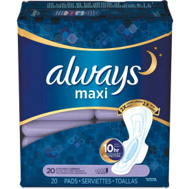 United Stationers Supply 17902 Always® Maxi Pads, Extra Heavy Overnight, 20 Pads/Pack, 6 Packs/Case - 17902 image.