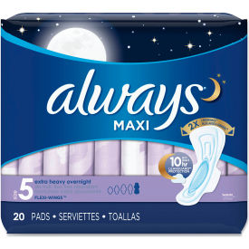 United Stationers Supply 17902PK Always® Maxi Pads, Extra Heavy Overnight, 20/Pack image.