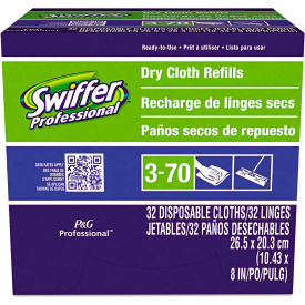 Procter And Gamble 33407BX Swiffer® Dry Refill Cloths, White, 10-5/8" x 8", 32/Box - 33407BX image.