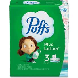 Puffs® Plus Lotion Facial Tissue White 2-Ply 124/Box 3 Box/Pack