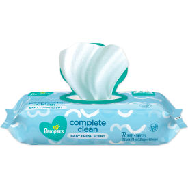United Stationers Supply 75536 Pampers® Complete Clean Baby Wipes, 1-Ply, Baby Fresh, 72 Wipes/Pack, 8 Packs/Carton image.