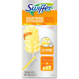 United Stationers Supply 82074KT Swiffer® Heavy Duty Dusters, Plastic Handle Extends to 3 ft, 1 Handle and 3 Dusters/Kit image.