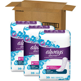 United Stationers Supply 92729 Always® Discreet Sensitive Bladder Protection Pads, Heavy, Long, 39/Pack, 3 Packs/Carton image.