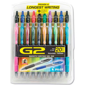 Pilot Pen Corporation 31294 Pilot® G2 Premium Retractable Gel Pen, Fine 0.7mm, Assorted Ink/Barrel, 20/Set image.