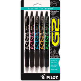 Pilot Pen Corporation 31373 Pilot® G2 Fashion Premium Retractable Gel Pen, 0.7mm, Black Ink, Assorted Barrel, 5/Set image.