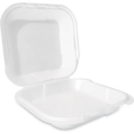 Hinged Lid Container, Secure Two Tab Latch, White, 100/Bag, 2 Bags/Carton view 2