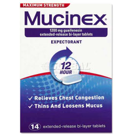 Mucinex 63824-02314 Max Strength Expectorant 14 Tablets per Bottle