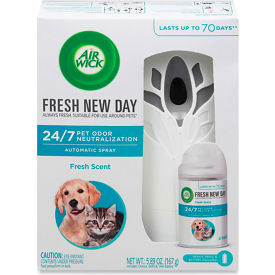 United Stationers Supply 62338-02720 Air Wick® Pet Odor Neutralization Automatic Spray Starter Kit, White/Gray, Pack of 4 image.