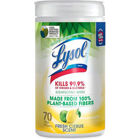 United Stationers Supply 19200-49128 Lysol® Disinfecting Wipes II, Fresh Citrus, 70 Wipes/Canister, 6 Canisters/Carton image.