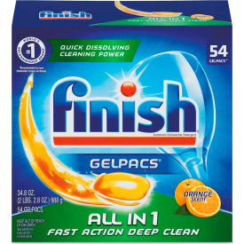 United Stationers Supply 51700-81181 FINISH® Dish Detergent Gelpacs, Orange Scent, 54 Gelpacs/Box, 4 Boxes/Case image.