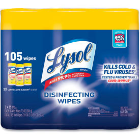 Reckitt Benckiser 82159CT LYSOL® Disinfecting Wipes, Lemon And Lime, 35 Wipes/Canister, 3 Canisters/Pk, 4 Pks/Carton image.