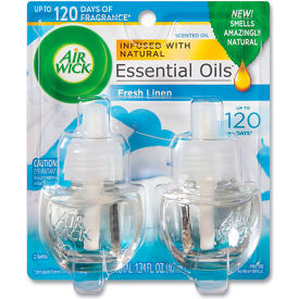 United Stationers Supply 62338-82291 Air Wick® Scented Oil Twin Refill Pack, Fresh Linen, 0.67 oz. Capacity, Pack of 6 image.