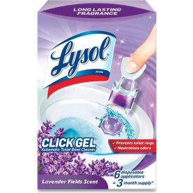 United Stationers Supply 19200-89060 Lysol Click Gel Automatic Toilet Bowl Cleaner, Lavender Fields, 6/Box, 4 Boxes/Case image.