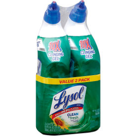 United Stationers Supply 19200-98015PK Lysol Clean and Fresh Toilet Bowl Cleaner Cling Gel, Country Scent, 24 oz. Bottle, 2/Pack image.