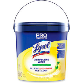 United Stationers Supply 19200-99856 Lysol® Disinfecting Wipes Bucket, Lemon & Lime Blossom, 800 Wipes/Bucket, 2 Buckets/Carton image.