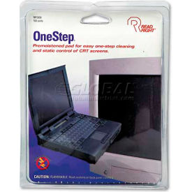 Read Right/Advantus Corporation RR1309 Read Right® OneStep CRT Screen Cleaning Pads, 100/Box - REARR1309 image.