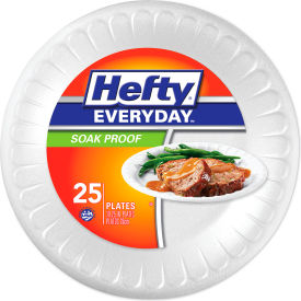 United Stationers Supply D2-1029 Hefty® Soak Proof Foam Plates Tableware, 10-1/4" Dia., White, Pack of 250s image.