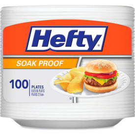 United Stationers Supply D28100 Hefty® Soak Proof Foam Plates Tableware, 8-7/8" Dia., White, Pack of 100 image.
