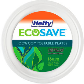 United Stationers Supply RFP D71016 Hefty® Eco Save Bagasse Tableware Plate, 10-1/8" Dia., White, Pack of 192 image.