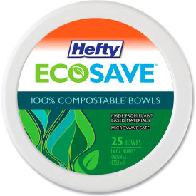 United Stationers Supply RFP D71625 Hefty® ECOSAVE Tableware Bowl, 16 oz, White, Pack of 300 image.