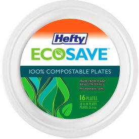 United Stationers Supply RFP D77300 Hefty® Eco Save Bagasse Tableware Plate, 6-3/4" Dia., White, Pack of 360 image.