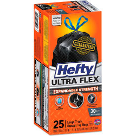 United Stationers Supply E80627 Hefty® Ultra Flex Waste Bags, 30 Gal, 1.05 mil, 6" x 2.1", Black, 150/Case image.
