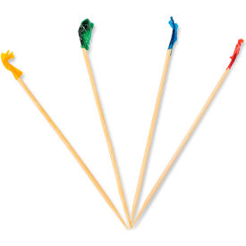 Cellophane-Frill Wood Picks, 4"L, Blue/Green/Red/Yellow, 10000/Carton view 2