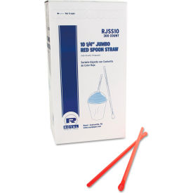 Jumbo Spoon Straws, 10-1/4"L, Red, 300/Pack, 18 Packs/Carton view 2
