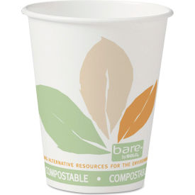 United Stationers Supply 378PLA-J7234 Dart® Bare by Solo Eco-Forward Paper Hot Drink Cups, 8 oz, Green/White/Orange, Pack of 1000 image.
