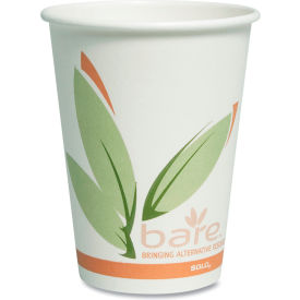 United Stationers Supply 412RCN-J8484 Dart® Bare by Solo Eco-Forward Paper Hot Drink Cups, 12 oz, Green/White/Beige, Pack of 1000 image.