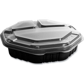 OctaView Hinged-Lid Hot Food Container, 38 oz. Capacity, Black/Clear, 100/Carton view 2