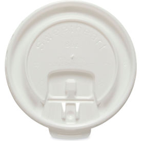 United Stationers Supply DLX8R-00007 Dart® Lift Back & Lock Tab Cup Lids For Foam Cups, Fits 8 oz Trophy Cups, White, Pack of 100 image.