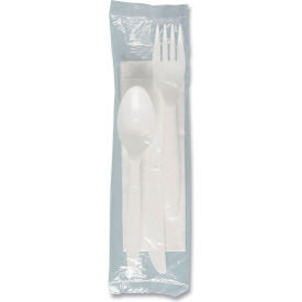 Regal Mediumweight Cutlery Combo Kit, Fork/Knife/Teaspoon/Napkin, White, 250/Carton view 2