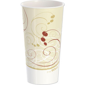 Paper Cold Cups, 21 oz. Cap., Symphony Design, Tan/Maroon/White, 50/Pack, 20 Packs/Carton view 2