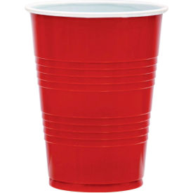 Party Plastic Cold Drink Cups, 16 oz. Capacity, Red, 24/Pack, 25 Packs/Carton view 2