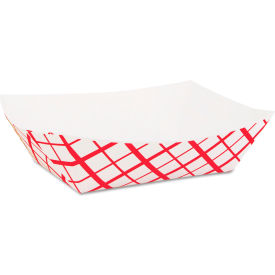 Paper Food Basket, 1 lb. Capacity, 9"W x 6"D x 2"H, Red/White, Pack of 1000 view 2