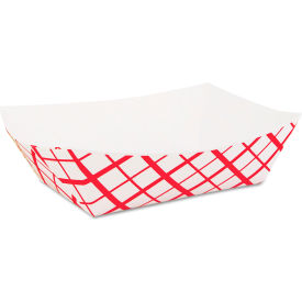Paper Food Basket, 2 lb. Capacity, 9"W x 6"D x 2"H, Red/White, Pack of 1000 view 2