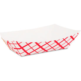 Paper Food Basket, 2.5 lb. Capacity, 9"W x 6"D x 2"H, Red/White, Pack of 500 view 2