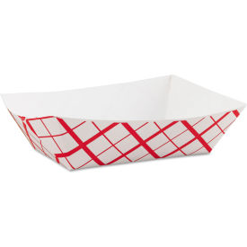 Paper Food Basket, 3 lb. Cap., 7-3/16"W x 4-15/16"D x 1-15/16"H, Red/White, Pack of 500 view 2