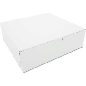 United Stationers Supply 971 Bakery Boxes 10" x 10" x 3" White - 200 Pack image.