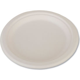 United Stationers Supply SCH 18140 SCT® Champware Bagasse Dinnerware Plate, 9" Dia., White, Pack of 500 image.