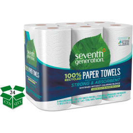 United Stationers Supply SEV 13731 Seventh Generation® 100 Recycled Paper Towel Rolls, 2-Ply, 11" x 5.4", 140 Towels/RL, 24 RL/CT image.