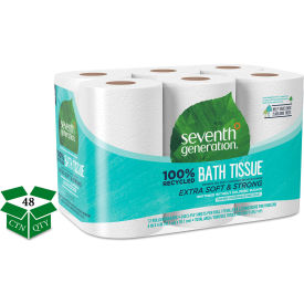 United Stationers Supply SEV 13733 Seventh Generation® 100 Recycled Bathroom Tissue, Septic Safe, 240 Sheets/Roll, 48/Case image.